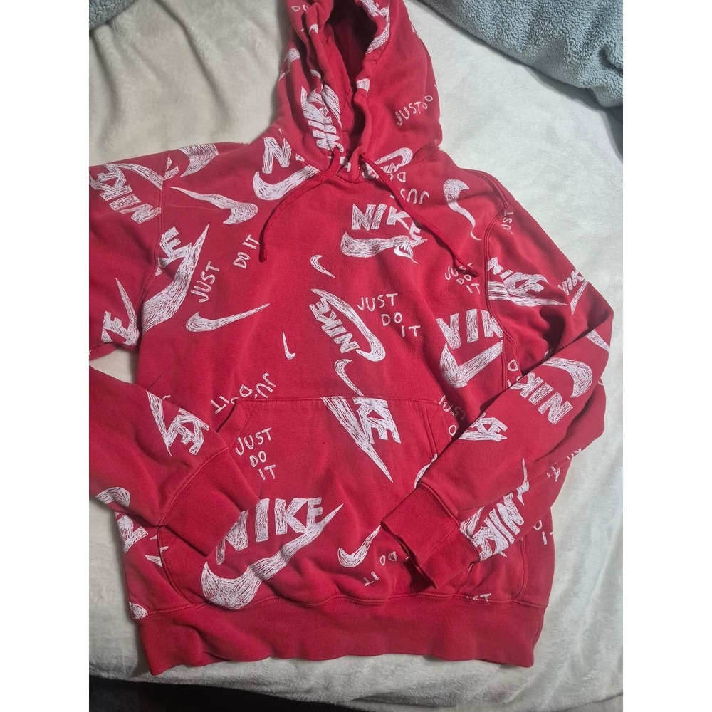 Nike Red All Over Print Hoodie Just Do It Med